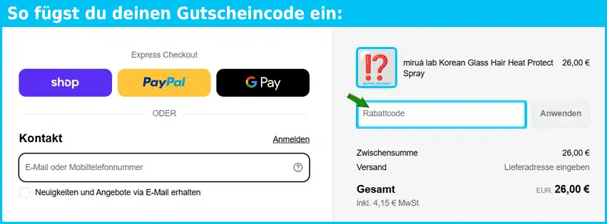 mirua-lab Gutschein einfuegen und sparen blau