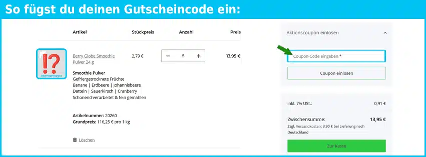 weemixx Gutschein einfuegen und sparen blau