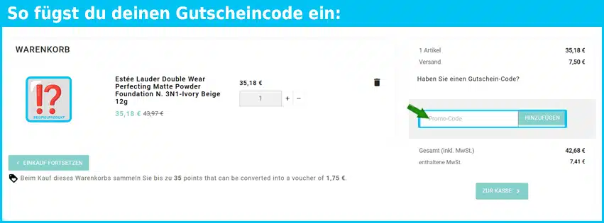 cosmetiere Gutschein einfuegen und sparen blau