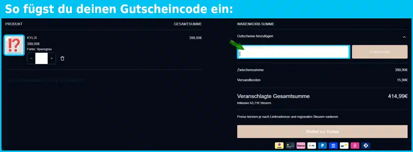 elementi Gutschein einfuegen und sparen blau