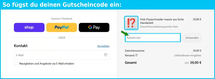 huizbirn Gutschein einfuegen und sparen blau