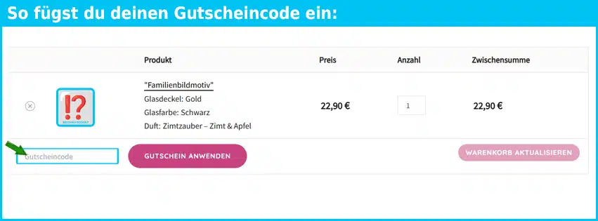 kerzenspruch Gutschein einfuegen und sparen blau