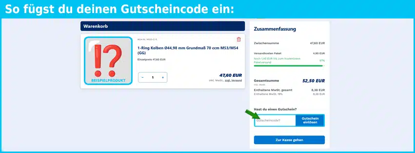 mza Gutschein einfuegen und sparen blau