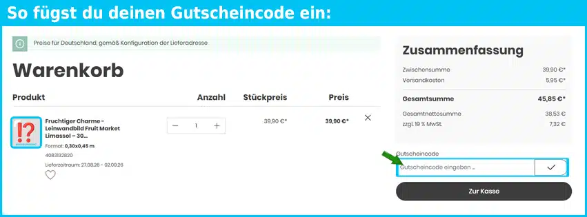 tapetenshop Gutschein einfuegen und sparen blau