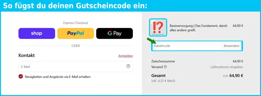 artztneuro Gutschein einfuegen und sparen blau