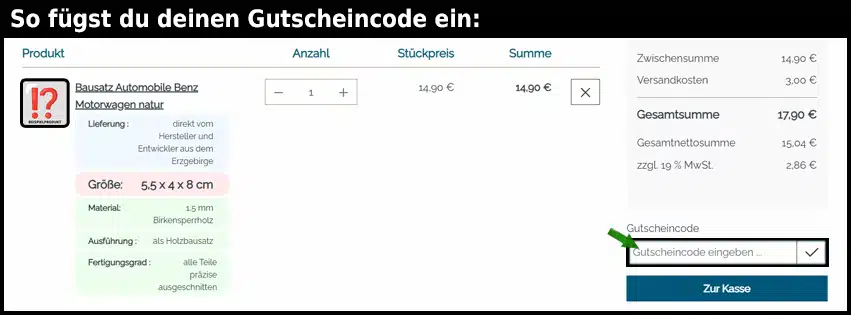 bastelsatz Gutschein einfuegen und sparen schwarz