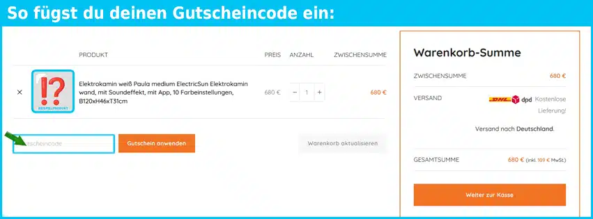 electricsun Gutschein einfuegen und sparen blau