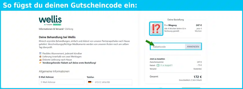getwellis Gutschein einfuegen und sparen blau