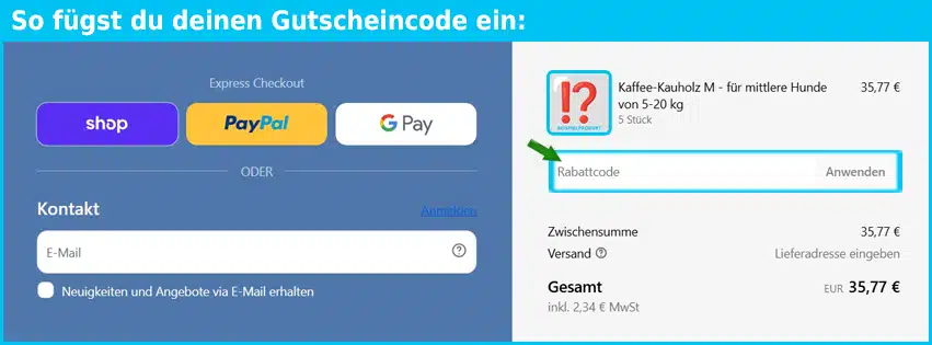mervela Gutschein einfuegen und sparen blau