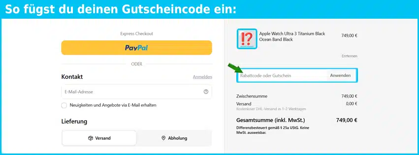smartspitze Gutschein einfuegen und sparen blau