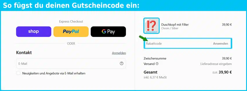 aiapure Gutschein einfuegen und sparen blau