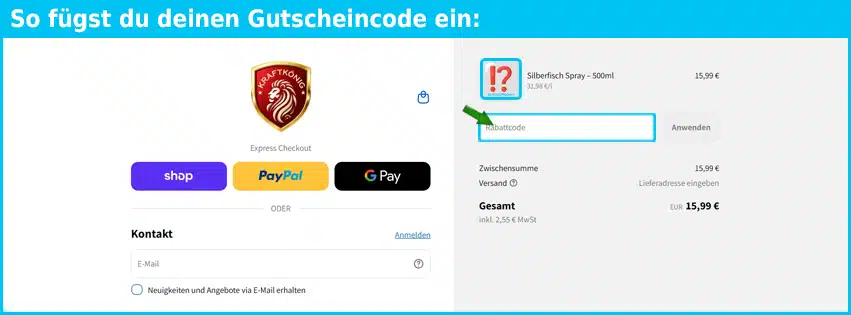 kraftkoenig Gutschein einfuegen und sparen blau