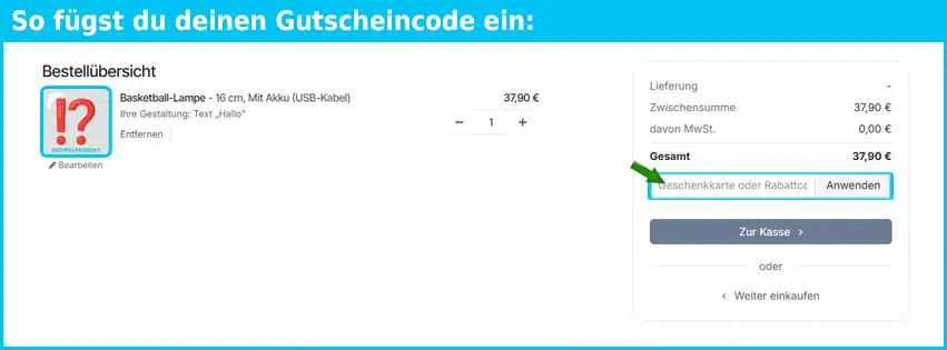 litholicht Gutschein einfuegen und sparen blau