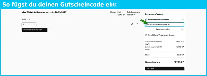 subsidesports Gutschein einfuegen und sparen blau